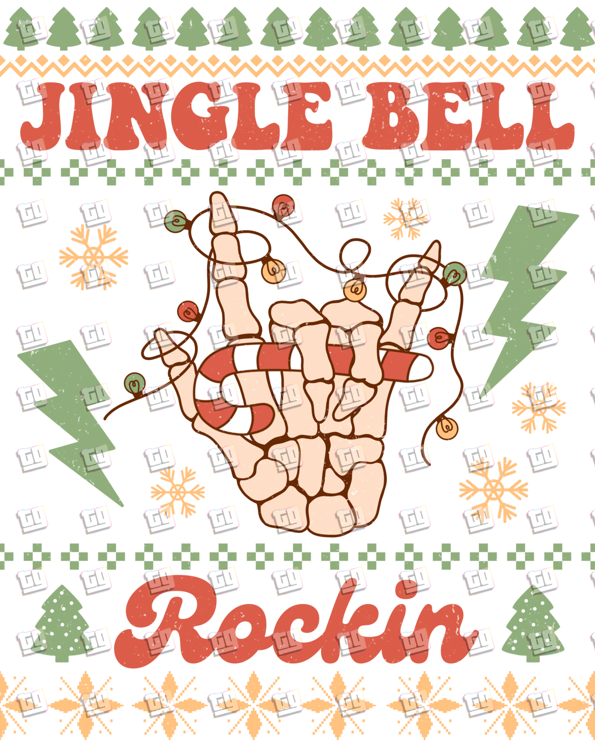 Retro Jinlge Bell Rockin (Ugly Christmas Sweater) - Holidays - DTF Transfer