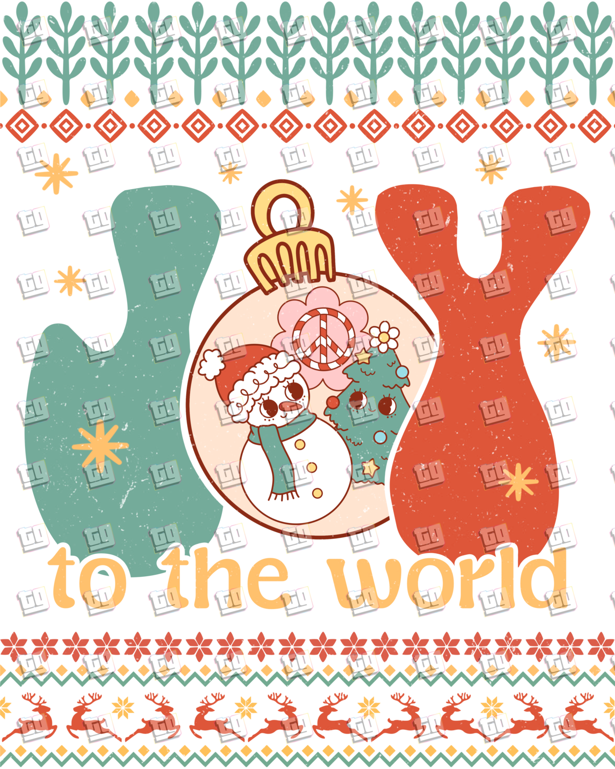 Retro Joy To The World (Ugly Christmas Sweater) - Holidays - DTF Transfer