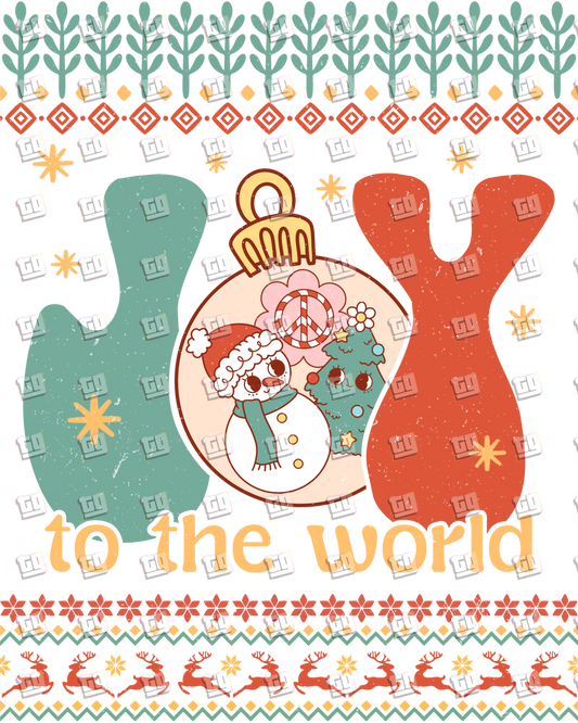 Retro Joy To The World (Ugly Christmas Sweater) - Holidays - DTF Transfer