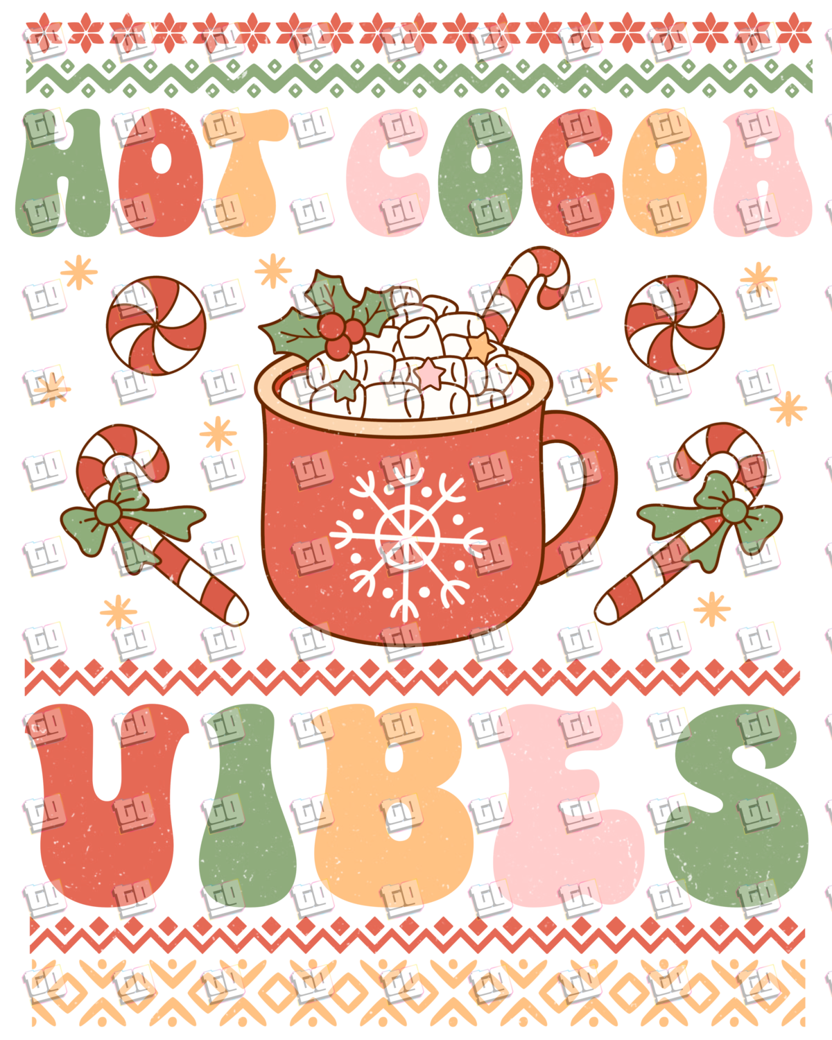 Retro Hot Cocoa Vibes (Ugly Christmas Sweater) - Holidays - DTF Transfer