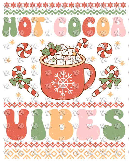 Retro Hot Cocoa Vibes (Ugly Christmas Sweater) - Holidays - DTF Transfer