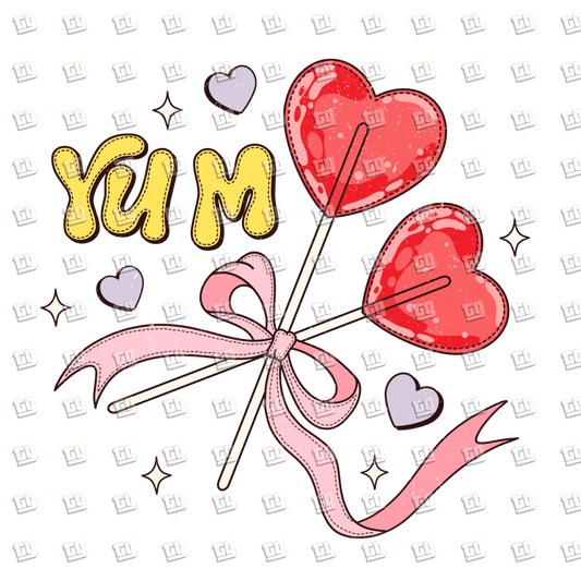 Yum Heart Lollipops - Valentines - DTF Transfer