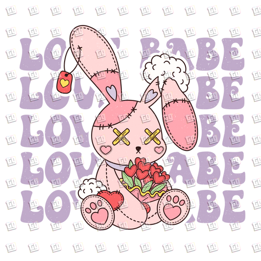 Love babe (retro, Stuffed Bunny) - Valentines - DTF Transfer