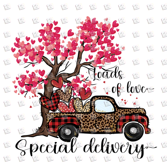 Loads Of Love Special Delivery (Pick up Truck Under A Tree) - Valentines - DTF Transfer