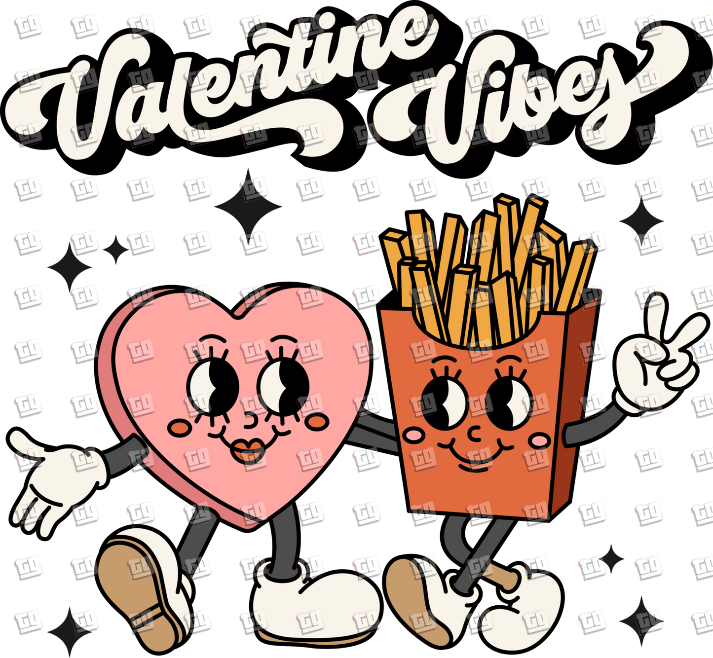 Valentine Vibes (Heart and Fries) - Valentines - DTF Transfer