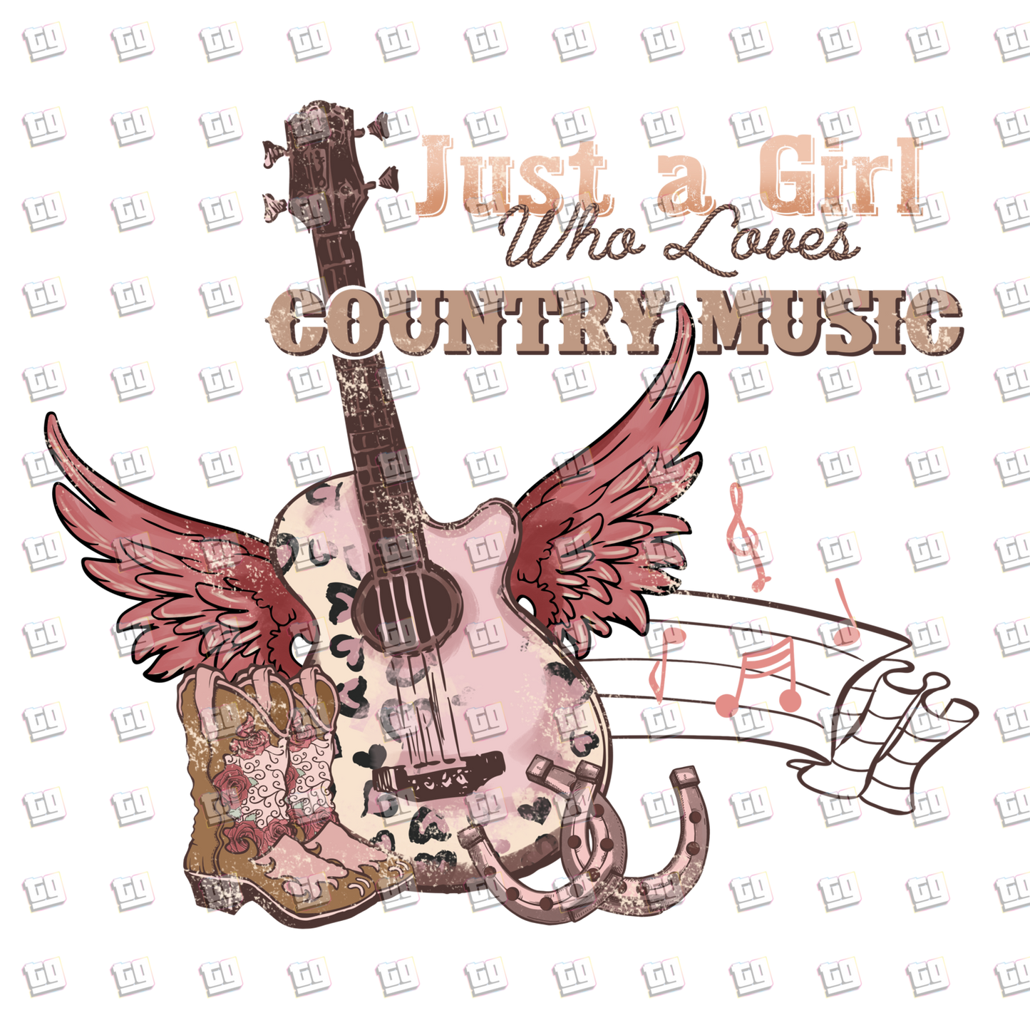 Just A Girl Who Loves Country Music (Guitar) - Valentines - DTF Transfer