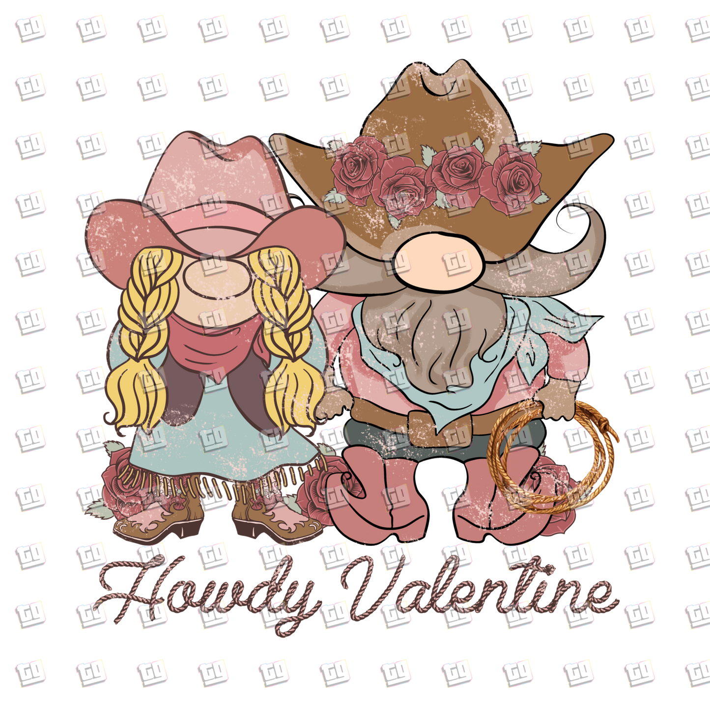 Howdy Valentine Cowboy and Cowgirl - Valentines - DTF Transfer