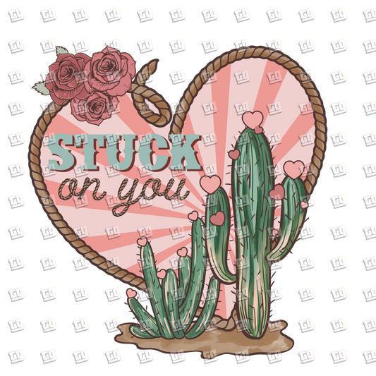 Stuck On You Heart Lasso Cowgirl - Valentines - DTF Transfer