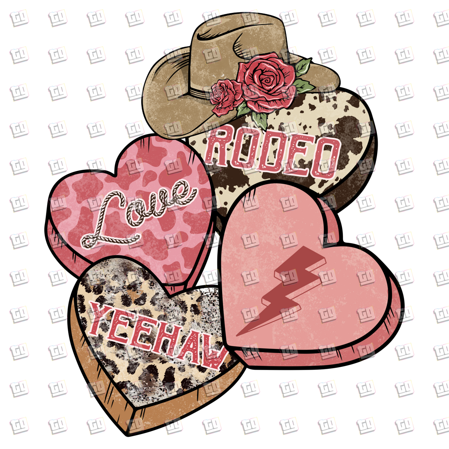 Rodeo Love Yeehaw Western Cowgirl - Valentines - DTF Transfer