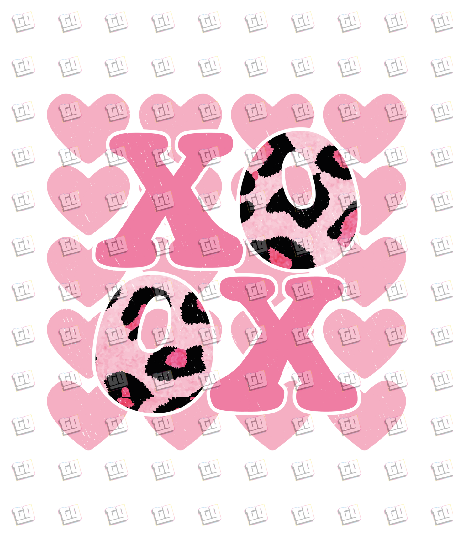 XOXO Pink Leopard Print - Valentines - DTF Transfer