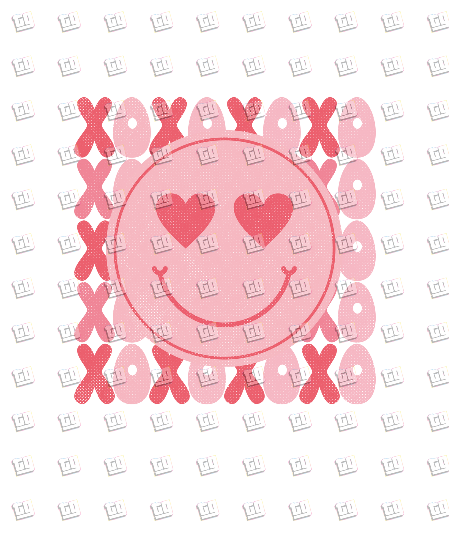 XOXO Heart Smiley Face- Valentines - DTF Transfer