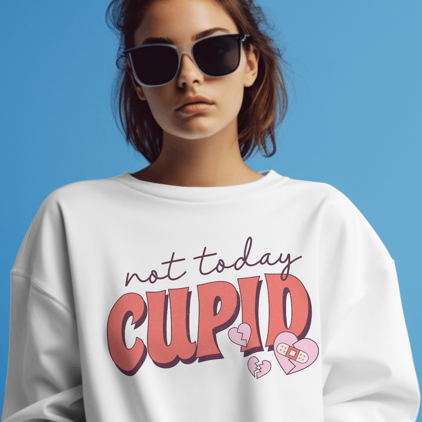 Not Today Cupid, Broken Heart with Bandage` - Valentines - DTF Transfer