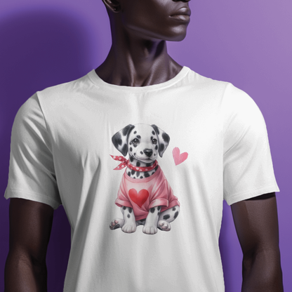 Dalmatian Dog In Pink Heart Sweater - Valentines - DTF Transfer