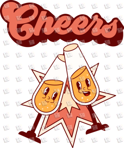 Retro Cheers Glasses Toast  - New Years - DTF Transfer