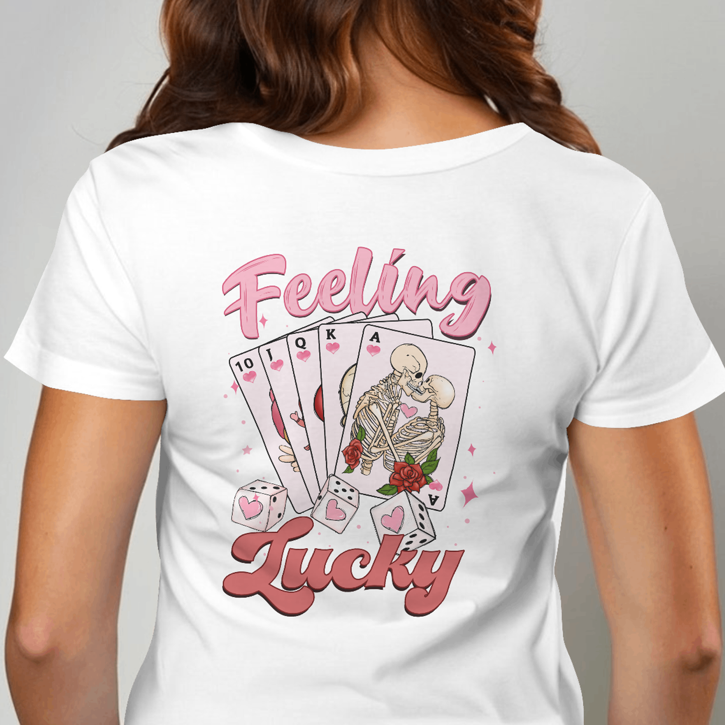 Feeling Lucky (Cards with Skeleton Couple)  - Valentines - DTF Transfer