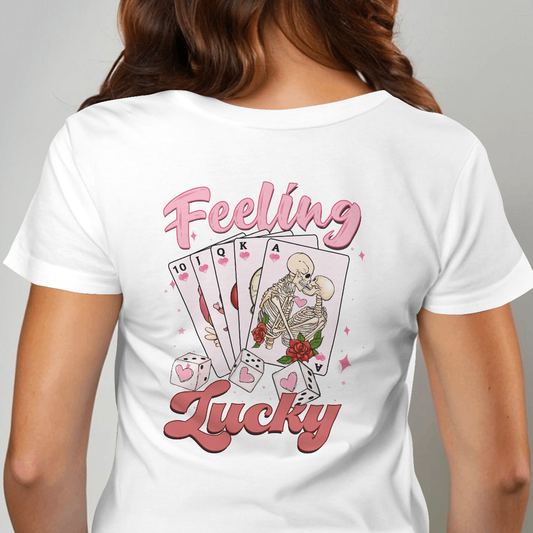 Feeling Lucky (Cards with Skeleton Couple)  - Valentines - DTF Transfer