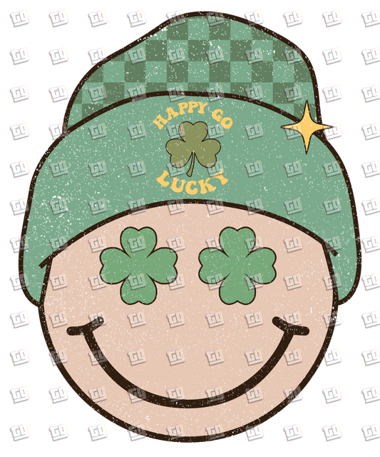 Happy Go Lucky Smiley Face - St. Patrick's Day - DTF Transfer