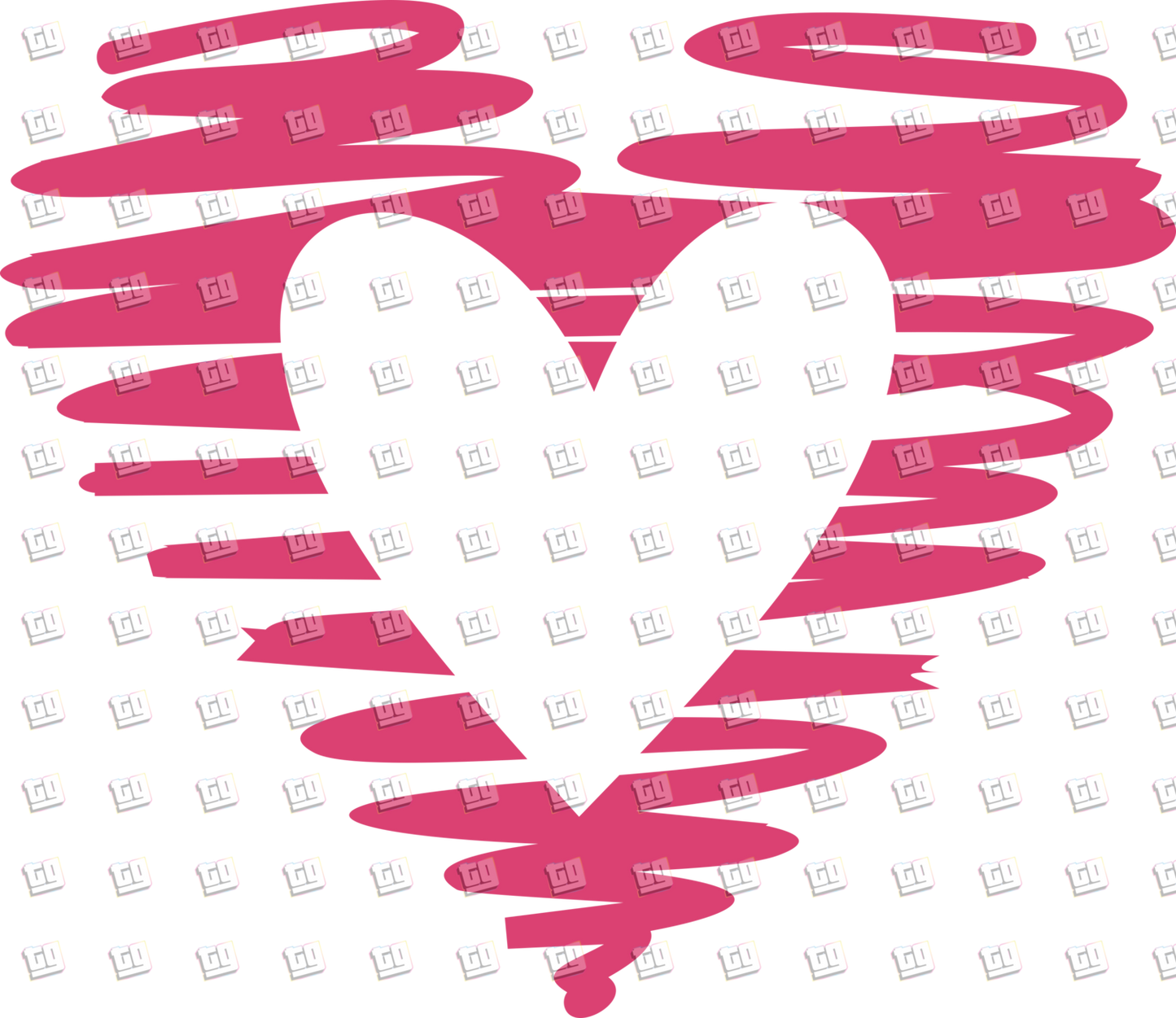 Pink Scribbles White Heart V3 - Valentines - DTF Transfer