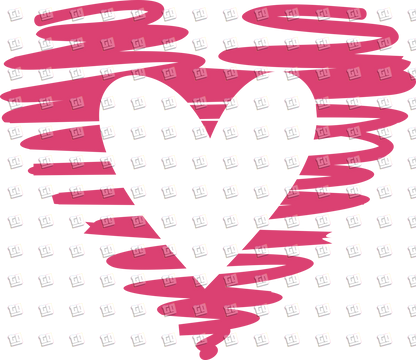 Pink Scribbles White Heart V3 - Valentines - DTF Transfer