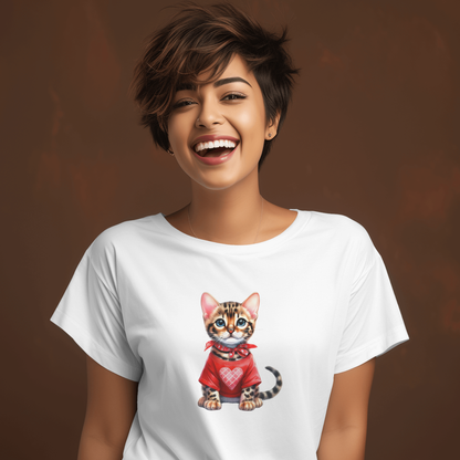 Valentines Cat With A Red Heart Shirt - Valentines - DTF Transfer