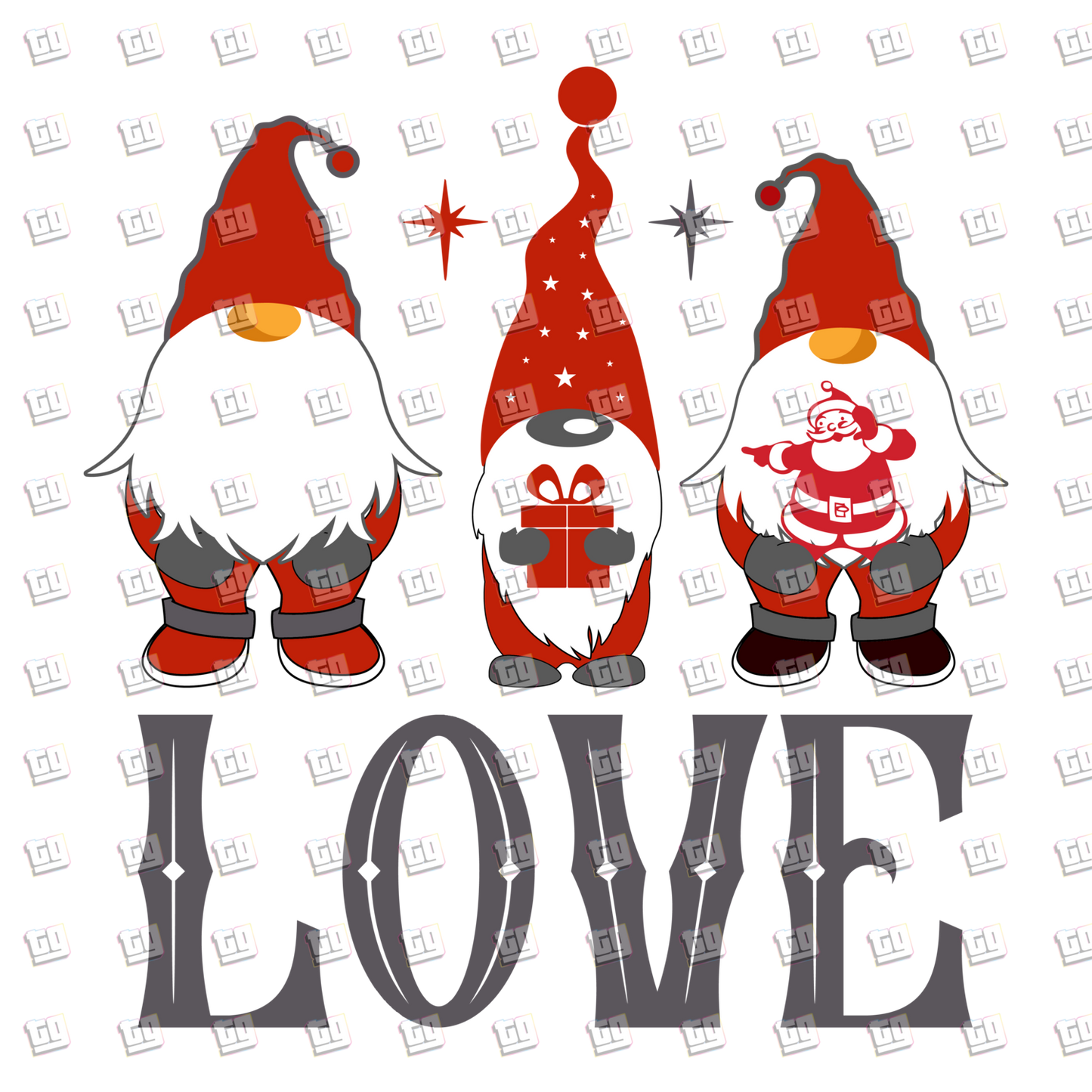 Love (Christmas Gnomes) - Holidays - DTF Transfer