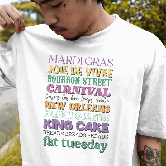 Mardi Gras, Carnival, New Orleans, Fat Tuesday Text - Mardi Gras - DTF Transfer