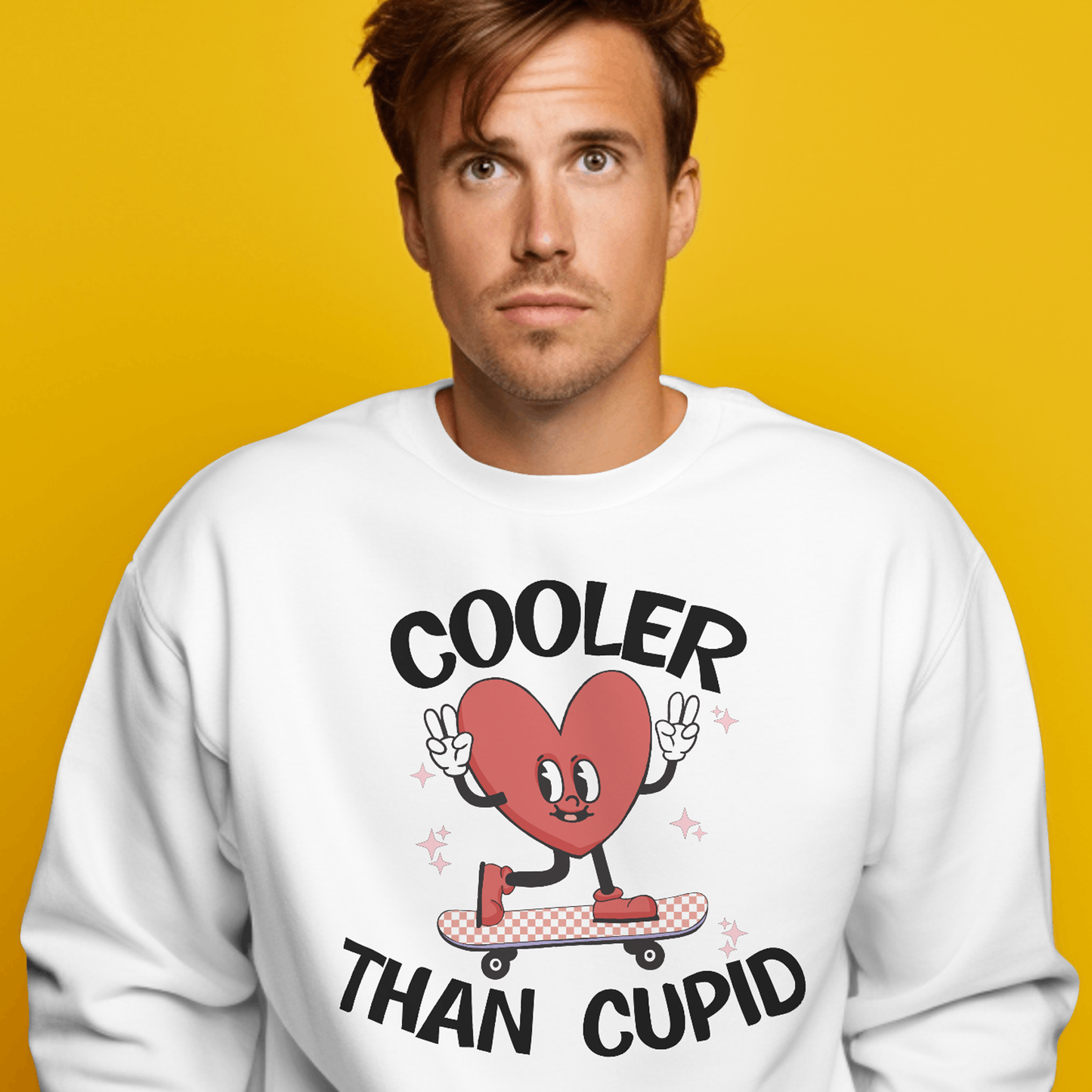 Cooler Than Cupid (Retro Heart Skateboard) - Valentines - DTF Transfer