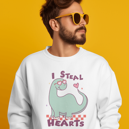 I Steal Hearts Dinosaur` - Valentines - DTF Transfer