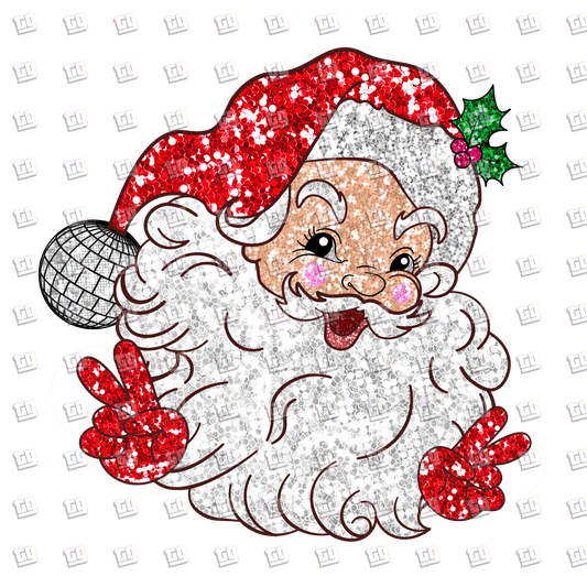 Red Santa Christmas Sequins Glitter - Holidays - DTF Transfer