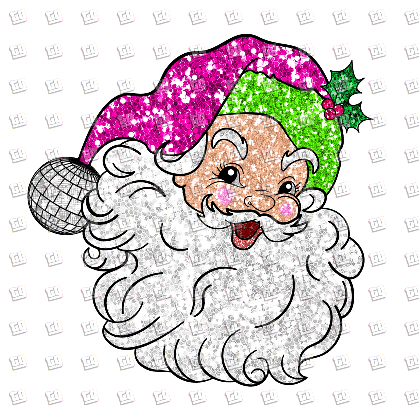 Santa Christmas Sequins Glitter - Holidays - DTF Transfer